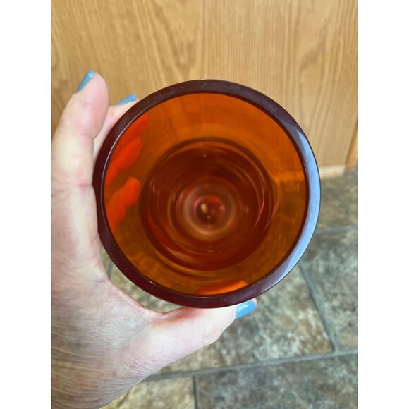 Vtg Orange & Clear Murano Glass Large Vase 1966 Round Heavy Venetian Glass - Picture 6 of 8